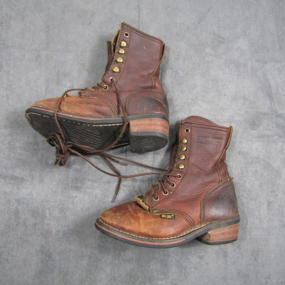 Ad-Tec Logger Boots Kids Size 11 Brown Leather Lace Up Work Boots 4173